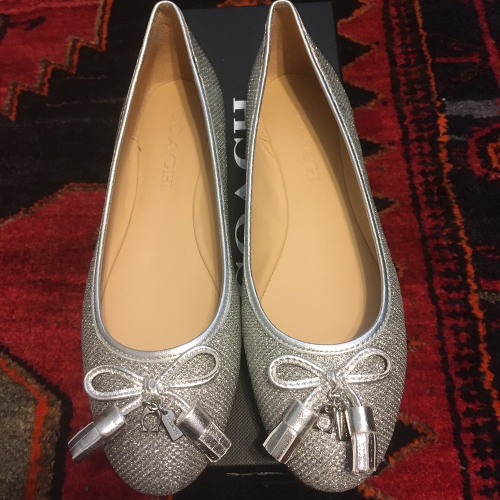 New Coach Metallic Pewter Beni Ballet flat 6.5B
